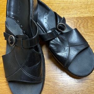 Clarks Black Leather Sandals